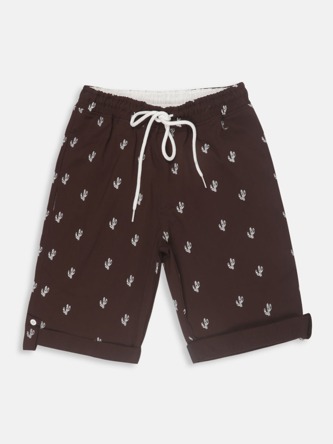

Lil Tomatoes Boys Conversational Printed Mid Rise Knitted Cotton Shorts, Brown