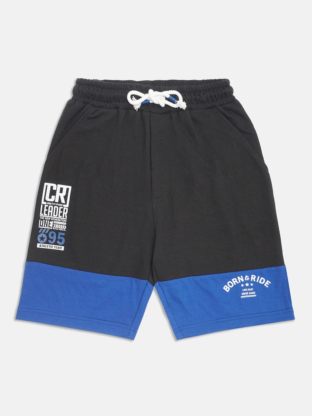 

Lil Tomatoes Boys Colourblocked Mid-Rise Shorts, Black