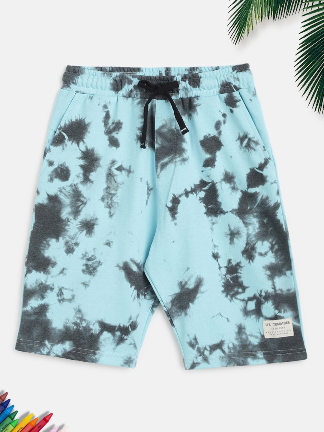 

Lil Tomatoes Boys Tie & dye Mid-Rise Regular Shorts, Blue