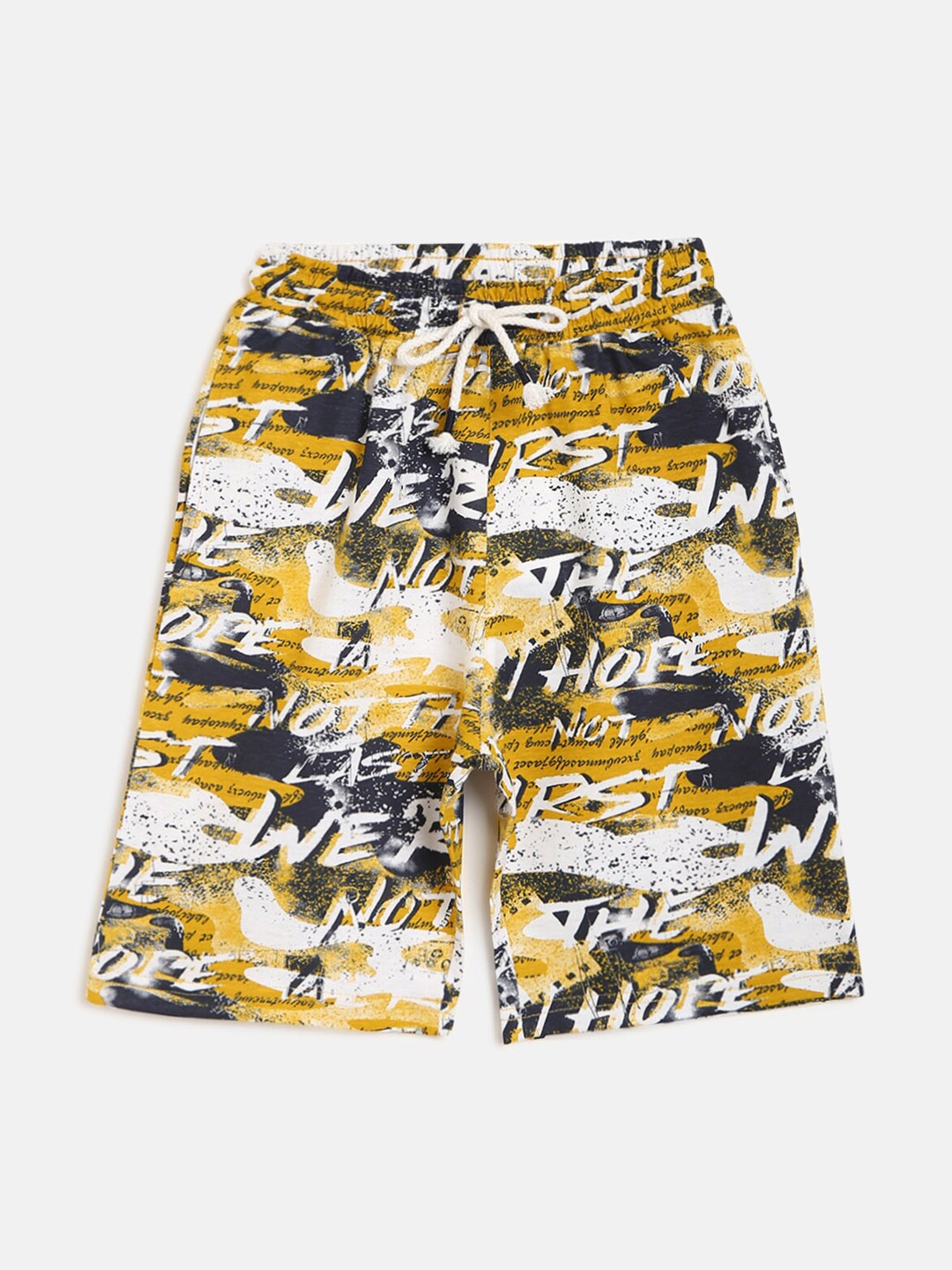 

Lil Tomatoes Boys Typography Printed Regular Shorts, Mustard
