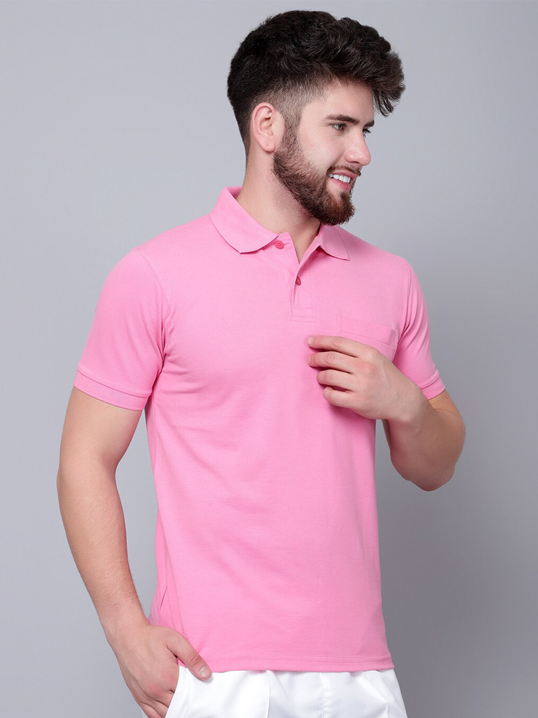 

Shiv Naresh Polo Collar 3D Fit T-shirt, Pink