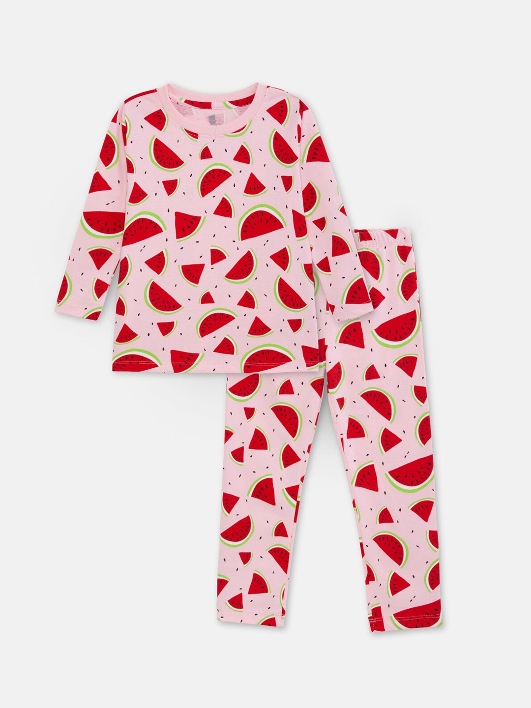 

Cuddles for Cubs Kids Conversational Printed Night Suit, Pink
