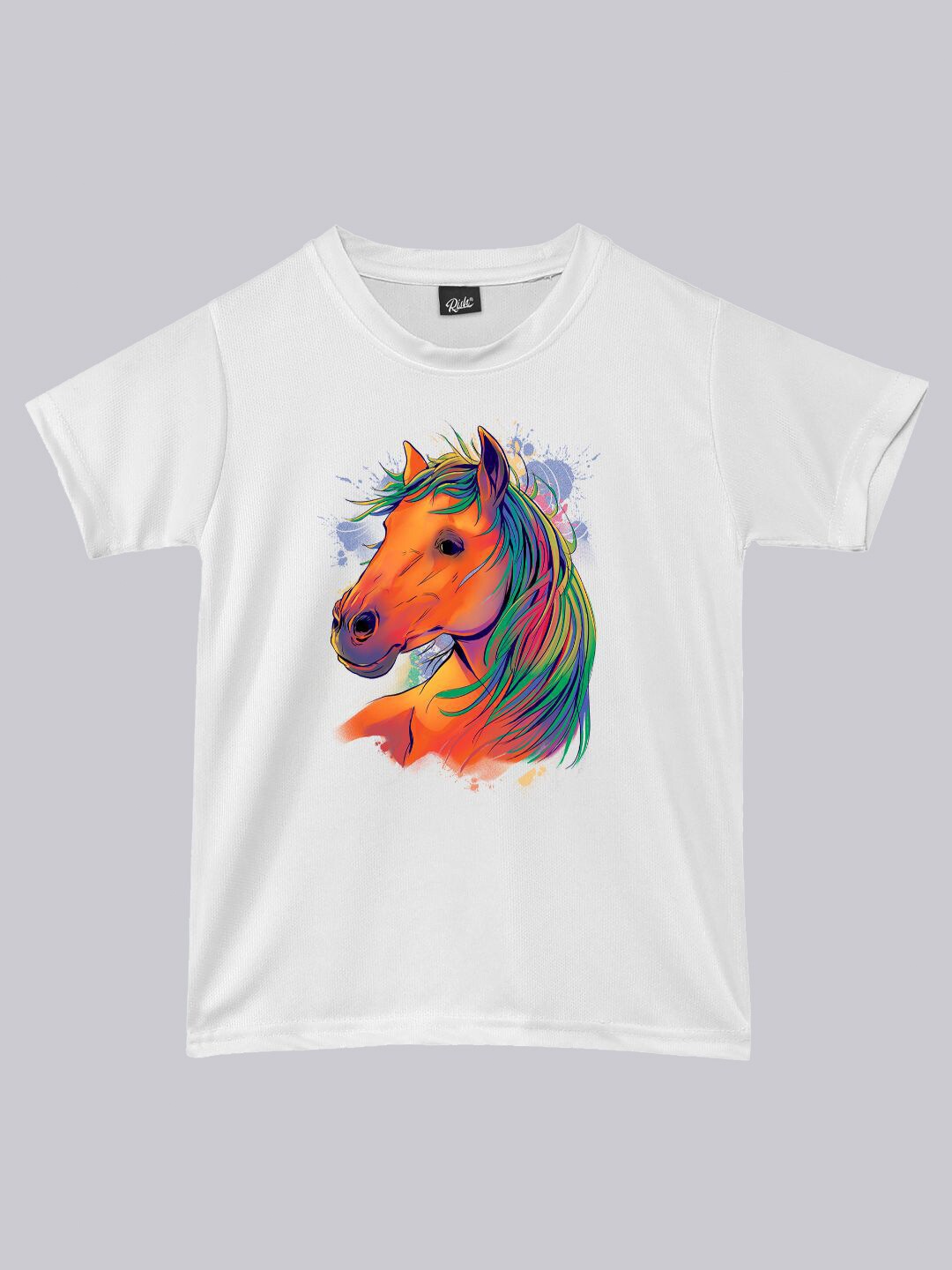

RISH Kids Horse Printed Dry Fit Loose Fit T-shirt, White
