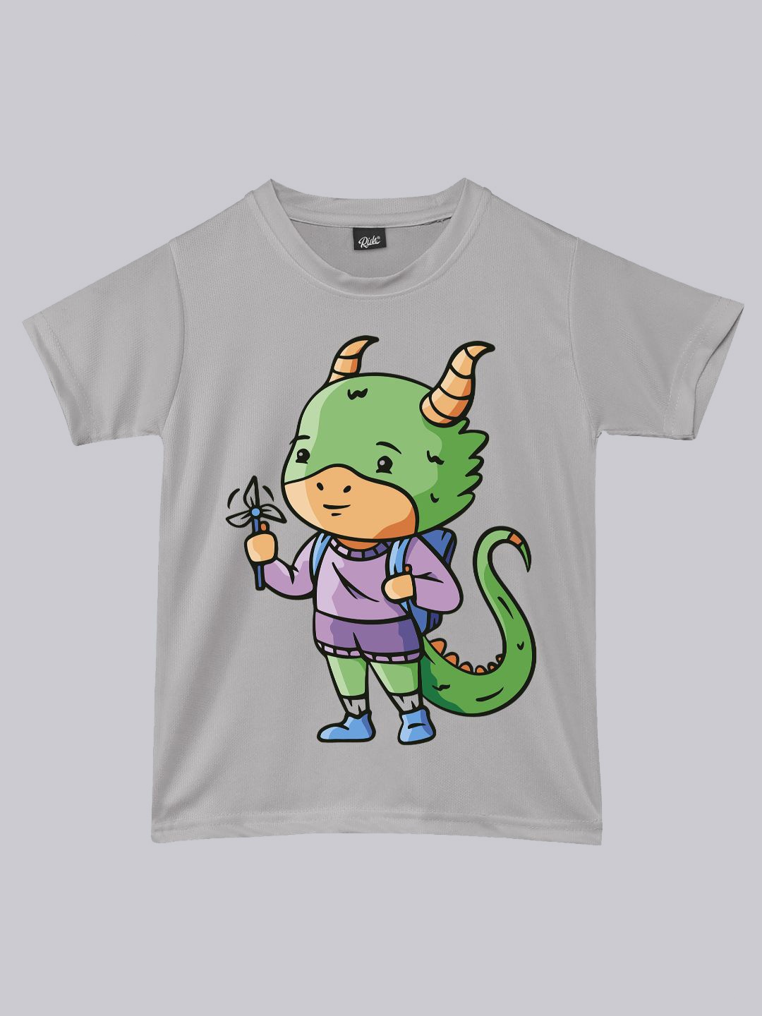 

RISH Kids Graphic Printed Dry Fit Loose Cotton Running T-shirt, Grey