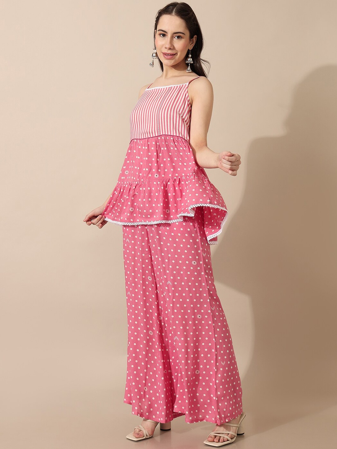 

Saaki Women Polka Dots Co-Ords, Pink