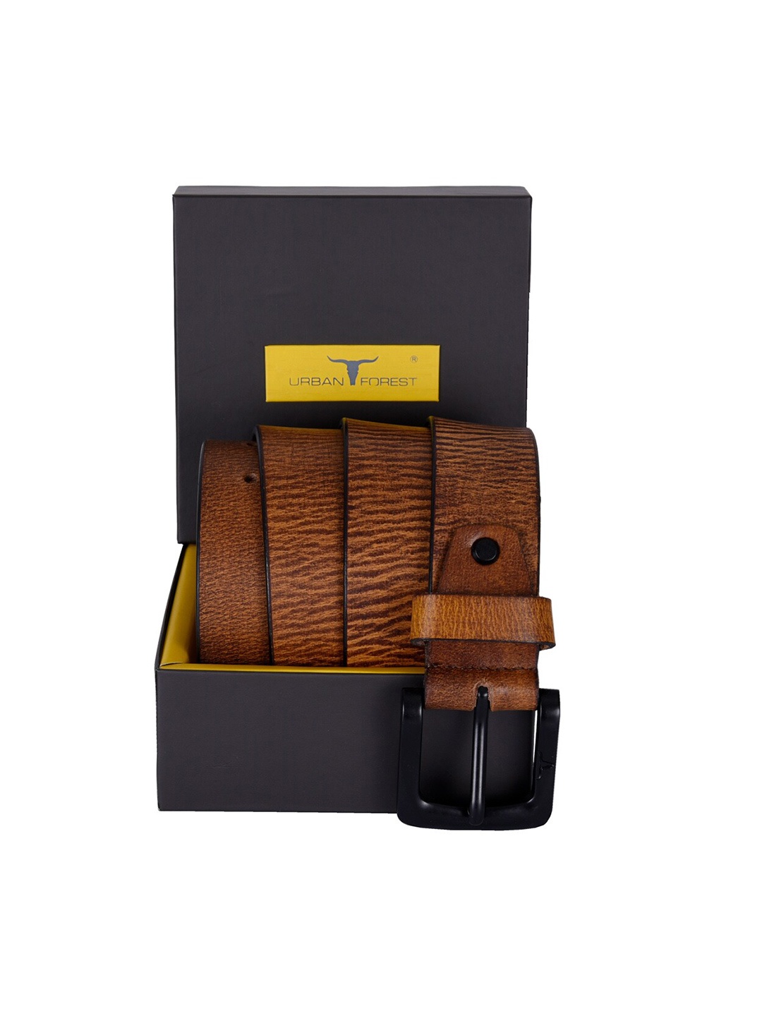 

URBAN FOREST Men Textured Leather Belt, Tan