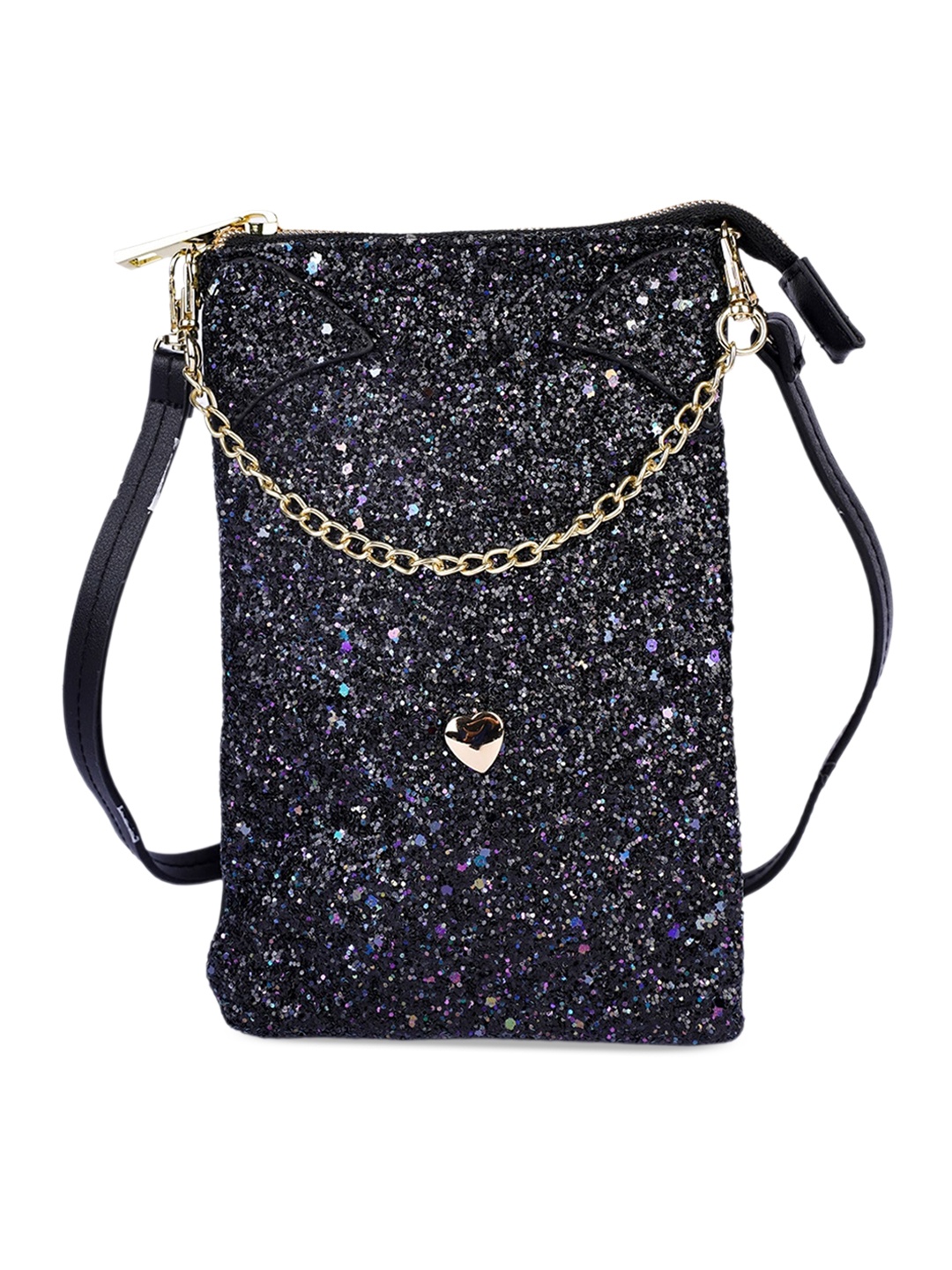 

Instabuyz Embellished PU Oversized Structured Sling Bag, Black