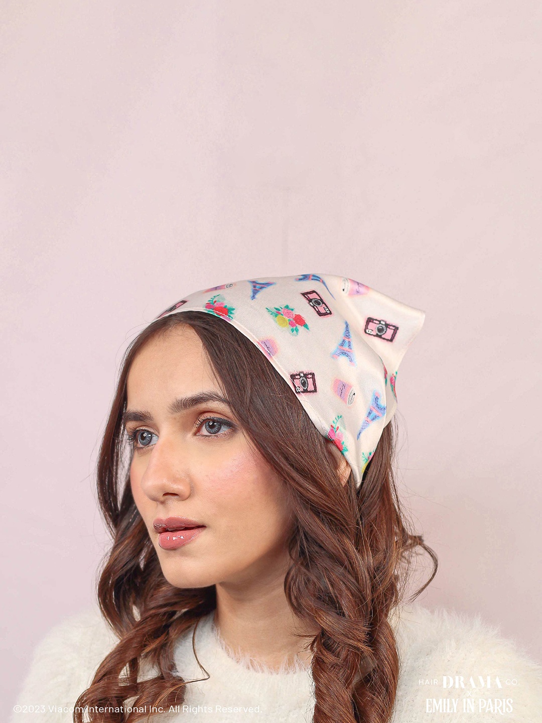 

HAIR DRAMA CO. Women Printed Hairband, White