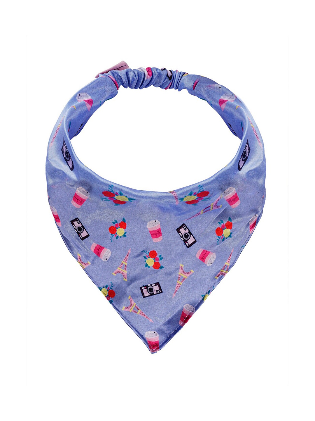 

HAIR DRAMA CO. Printed Silk Satin Bandana Scarf Hairband, Blue