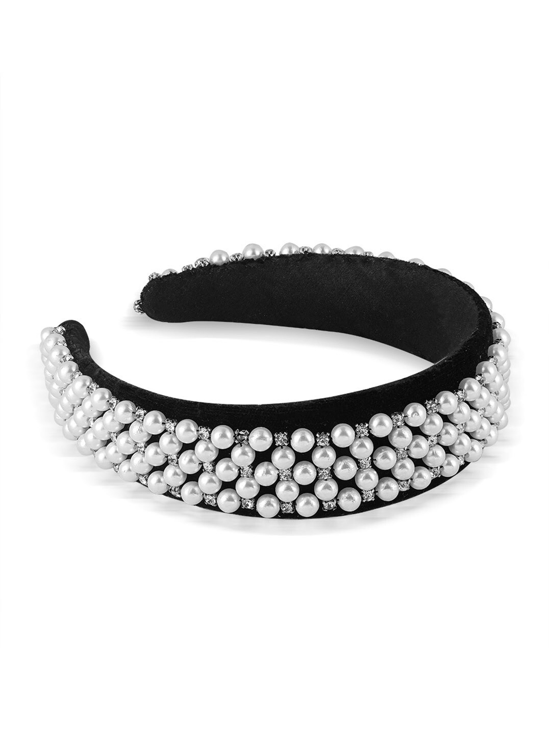 

HAIR DRAMA COMPANY Women Crystals Velvet Embellished Hairband, Black