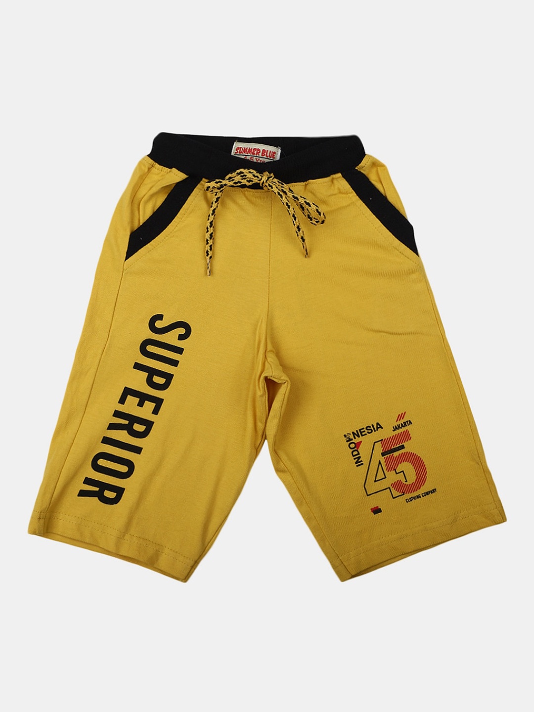 

V-Mart Boys Typography Printed Cotton Shorts, Mustard