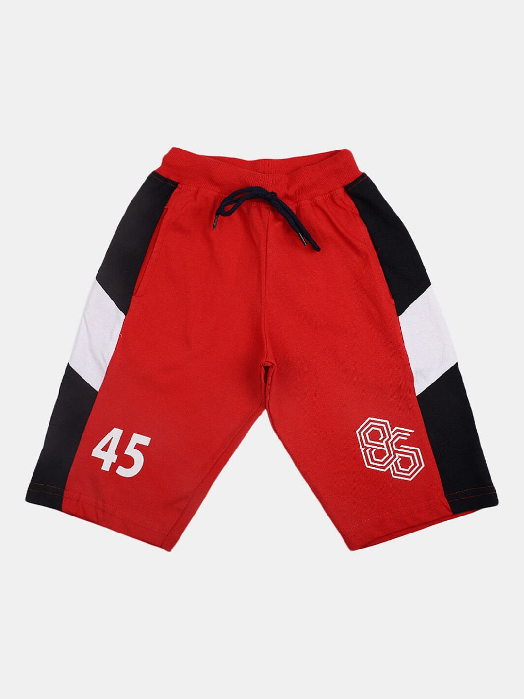 

V-Mart Boys Colourblocked Printed Cotton Shorts, Red