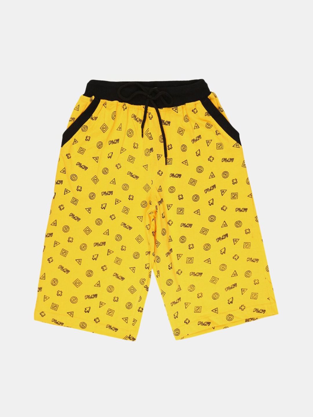 

V-Mart Boys Geometric Printed Mid-Rise Cotton Shorts, Yellow