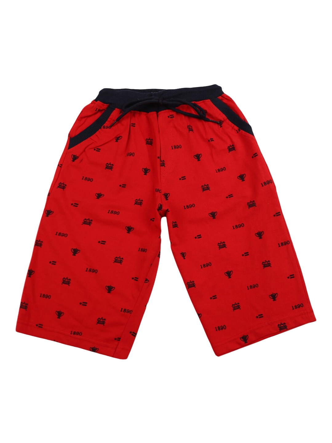 

V-Mart Boys Conversational Printed Cotton Shorts, Red
