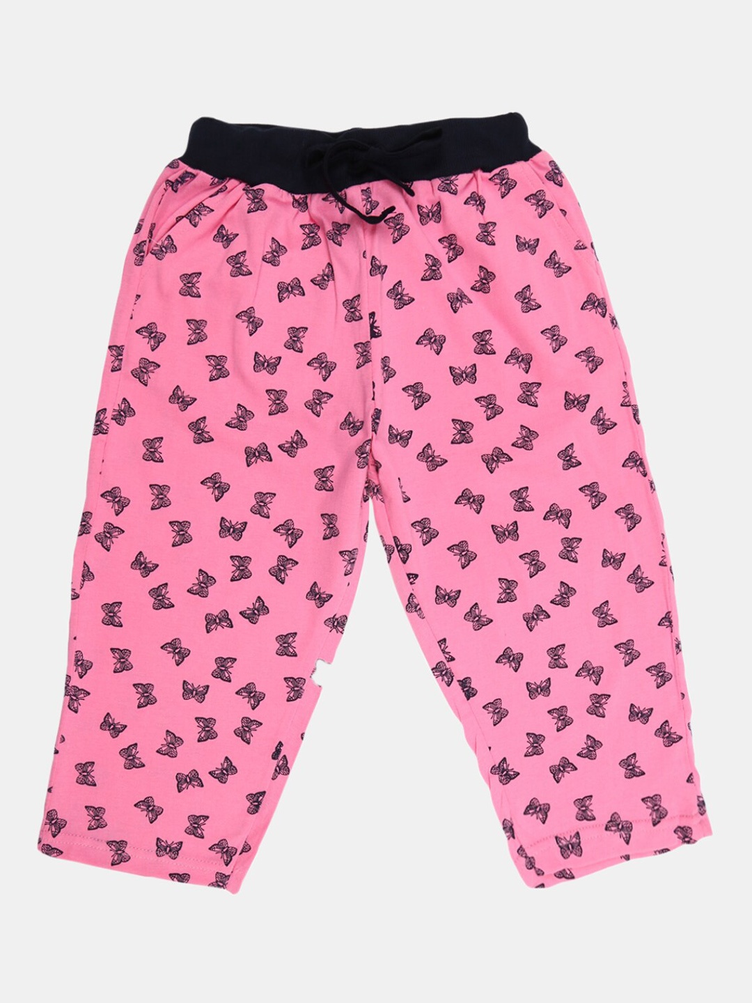 

V-Mart Girls Conversational Printed Mid-Rise Cotton Capris, Pink