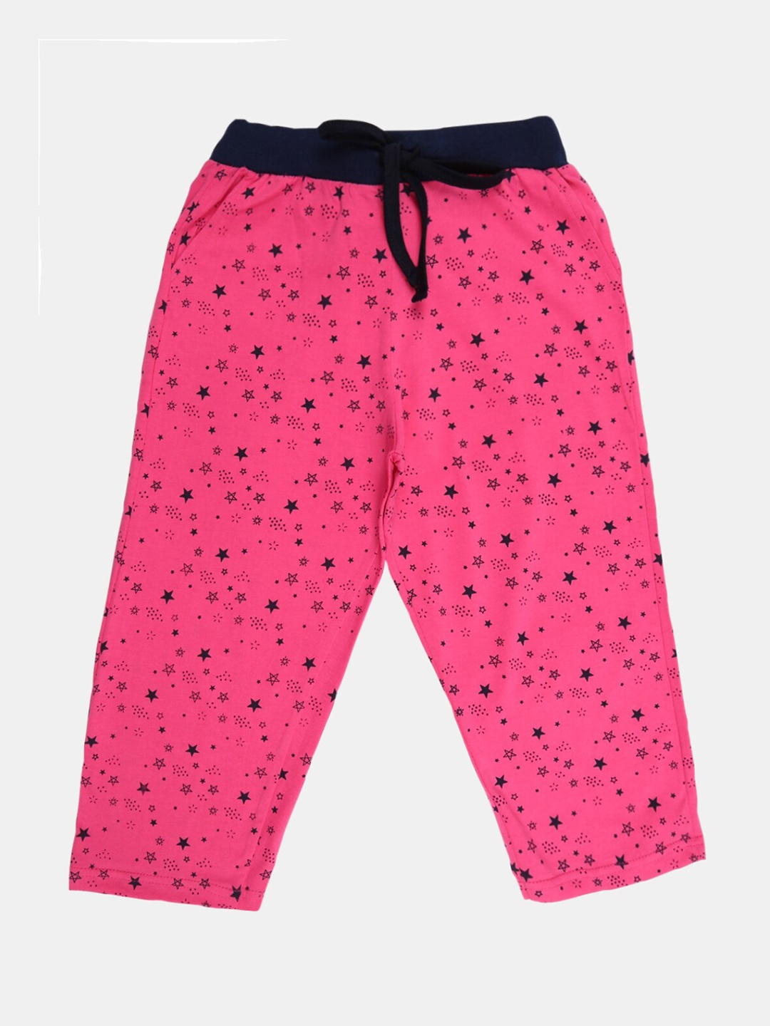 

V-Mart Girls Fuchsia Conversational Printed Cotton Capris, Pink