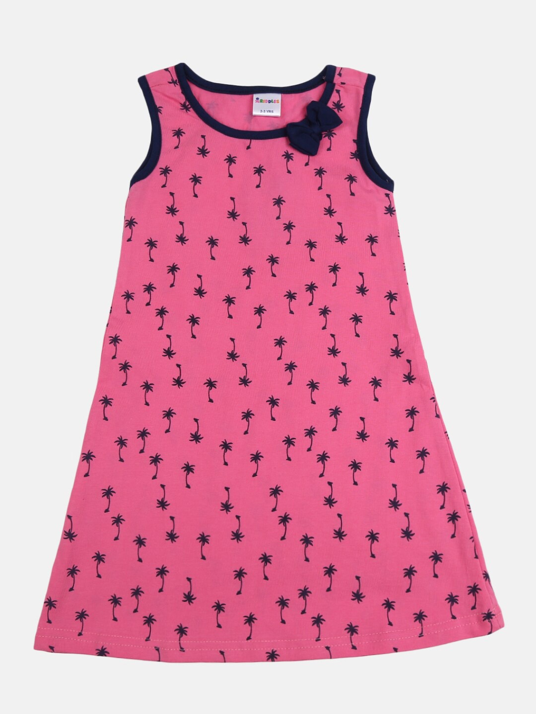 

V-Mart Girls Conversational Printed Cotton A-Line Dress, Pink