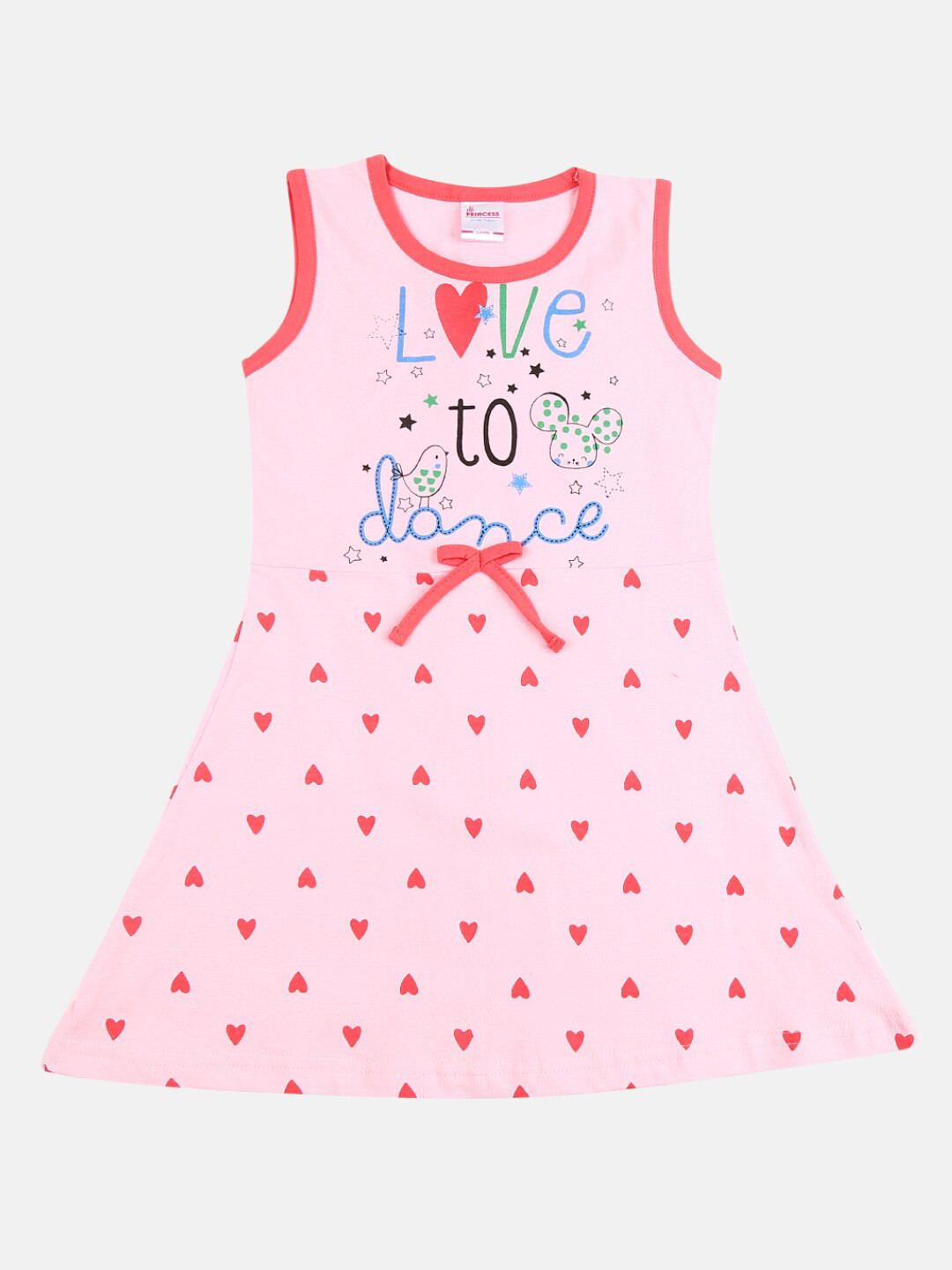 

V-Mart Girls Printed A-Line Cotton Dress, Pink