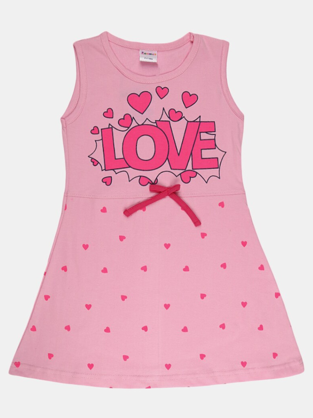 

V-Mart Girls Conversational Printed Cotton A-Line Dress, Pink