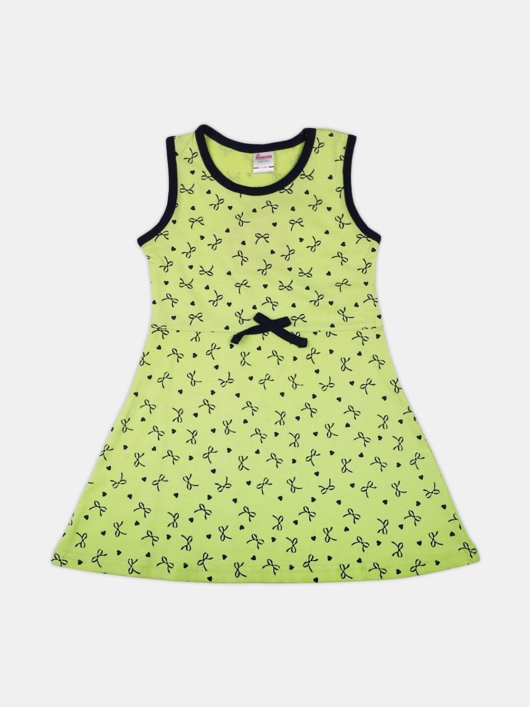 

V-Mart Girls Round Neck Conversational Printed Cotton A-Line Dress, Green