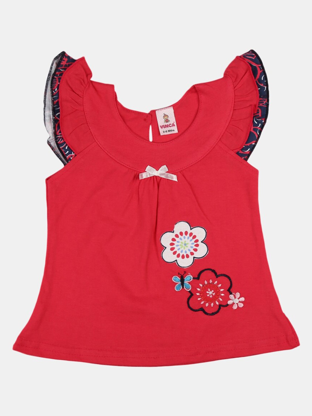 

V-Mart Infant Girls Printed Flutter Sleeve A-Line Dress, Fuchsia