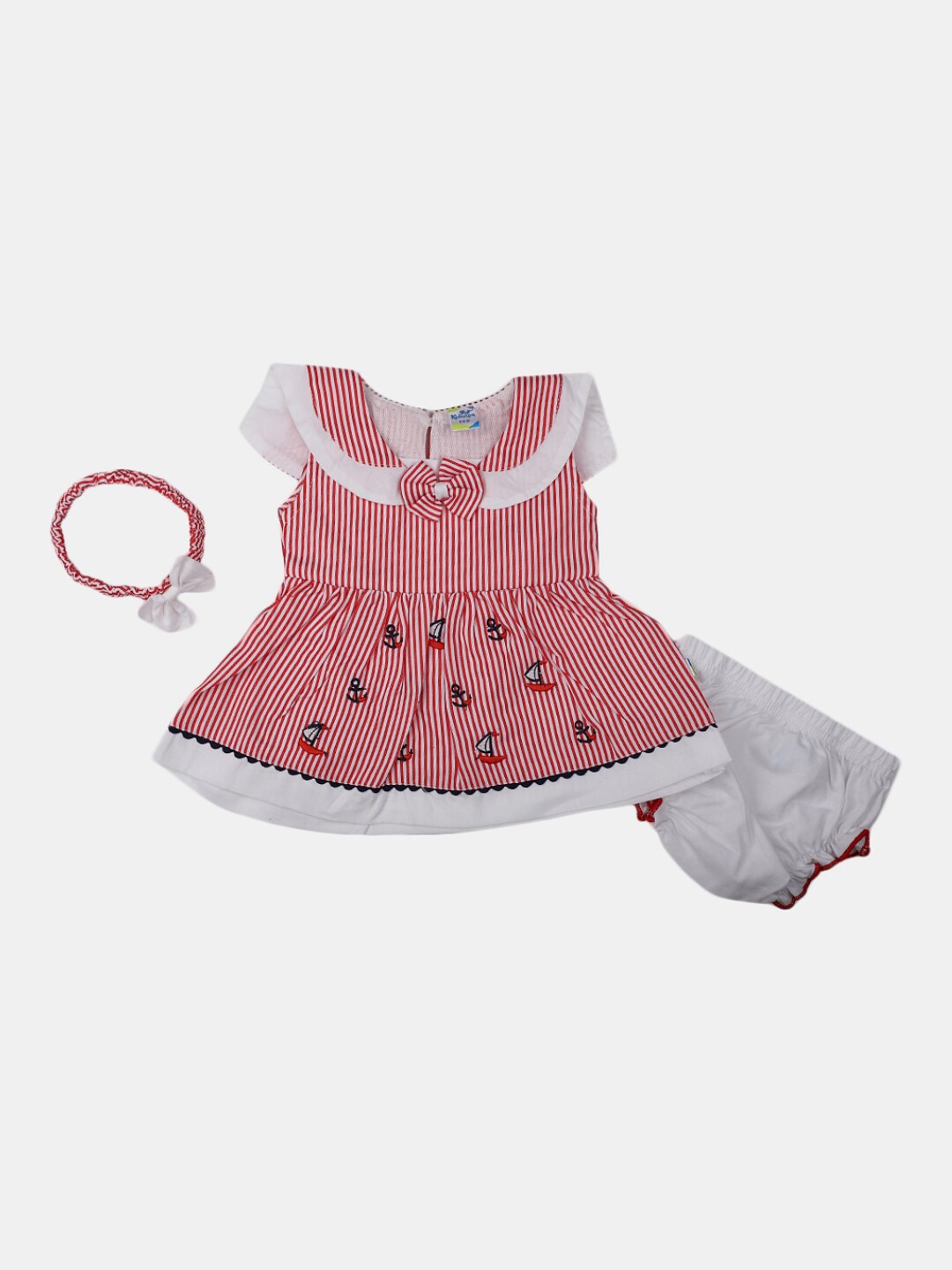 

V-Mart Infant Girls Checked Fit & Flare Dress With Brief, Red
