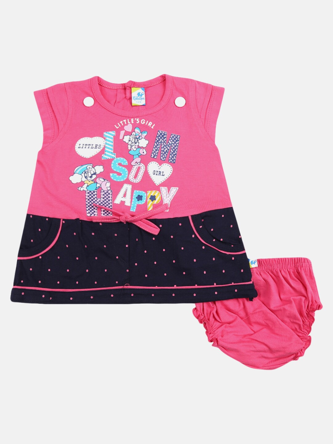 

V-Mart Infant Girls Print A-Line Dress With Brief, Fuchsia