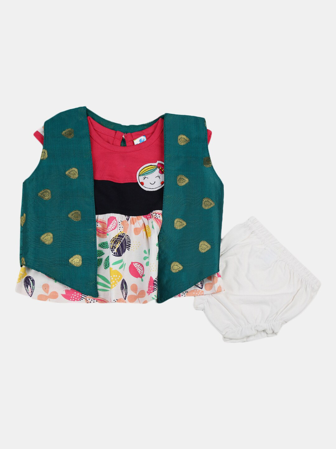 

V-Mart Infant Girls Polka Dot Print A-Line Dress with Brief, Pink