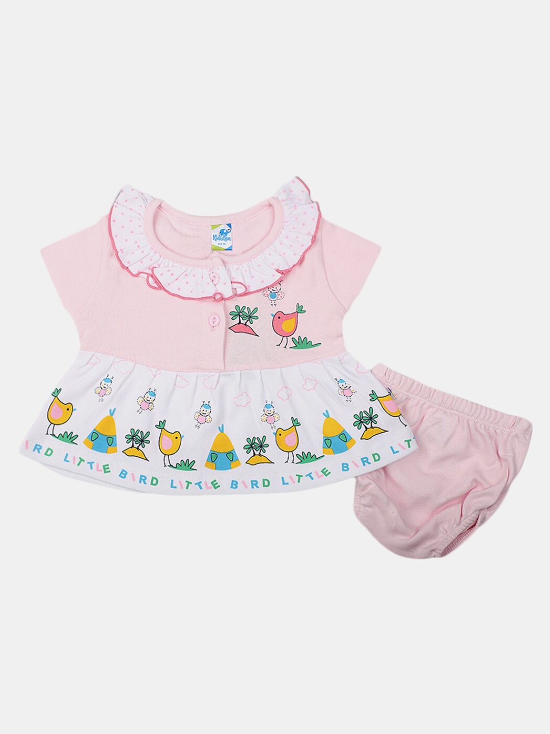 

V-Mart Infant Girls Floral Print A-Line Dress With Brief, Pink