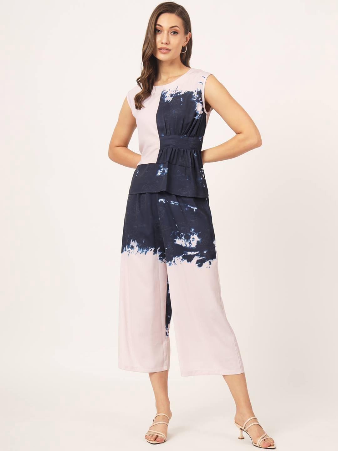 

Beatnik Casual Tie-Dye Top With Trouser Co-Ords, Blue