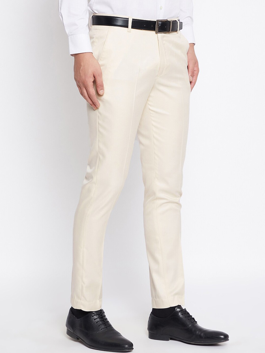 

VEI SASTRE Men Smart Slim Fit Formal Trousers, Beige