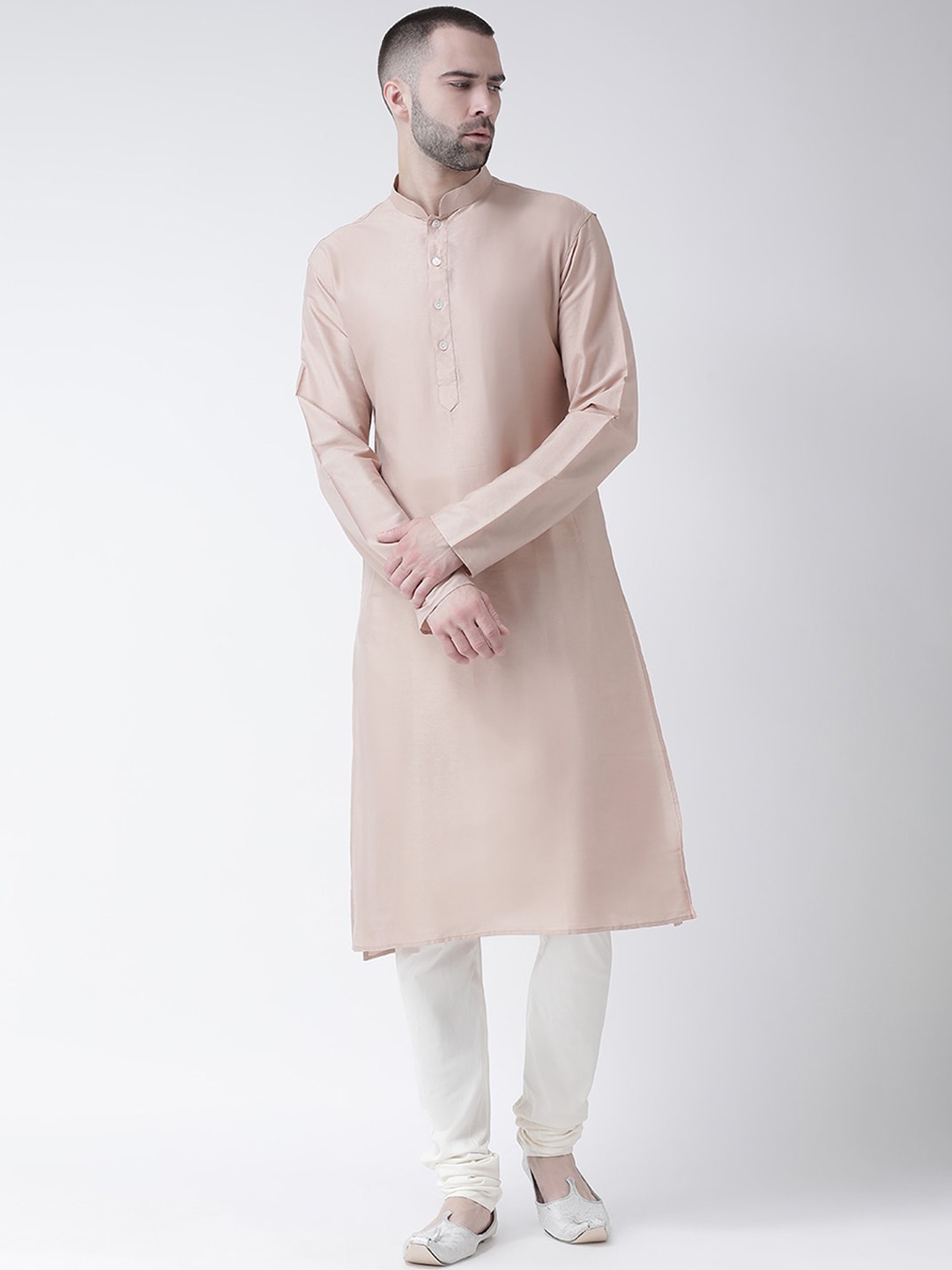 

KISAH Mandarin Collar Regular Kurta With Churidar, Peach