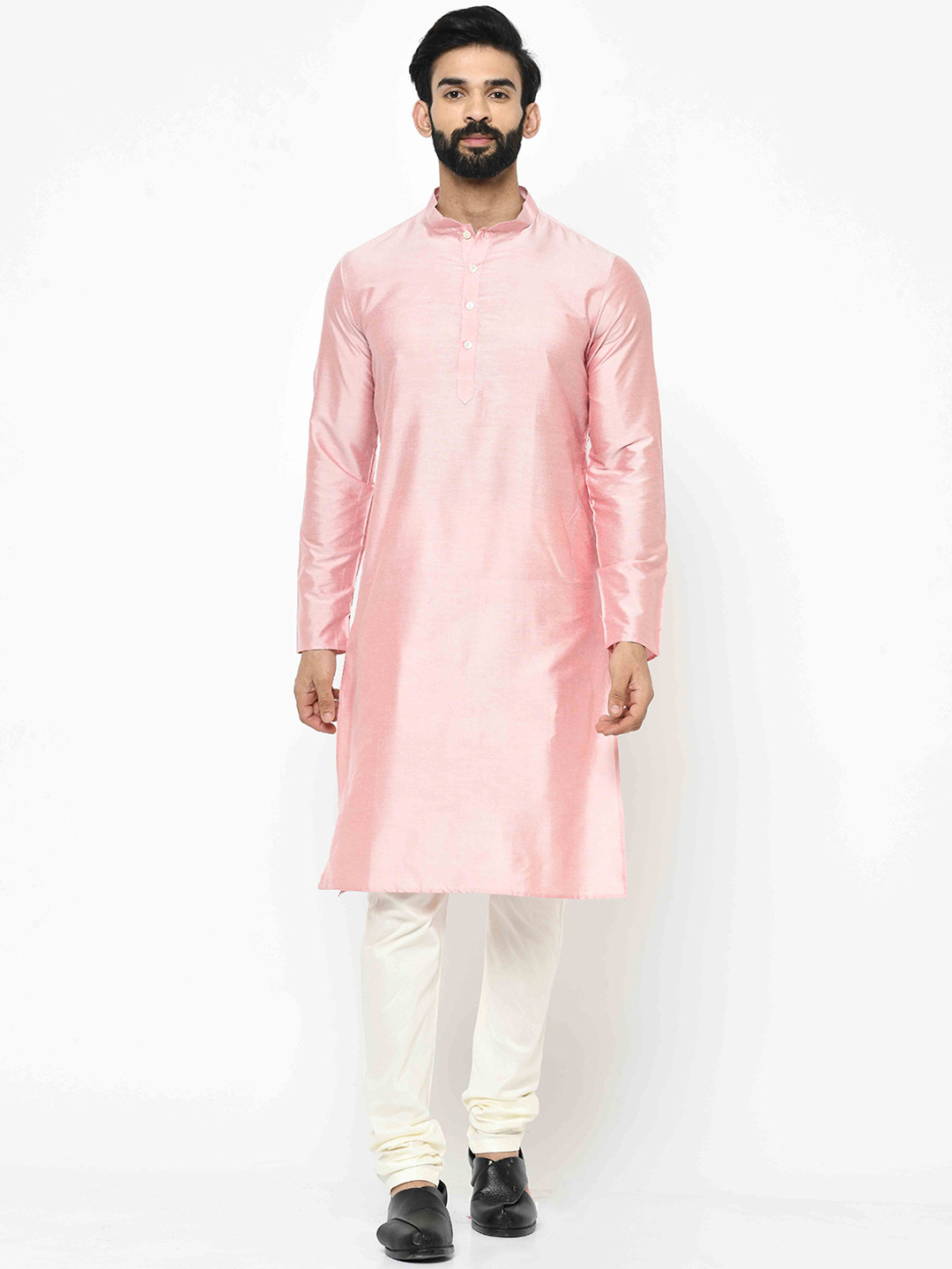 

KISAH Mandarin Collar Regular Kurta With Churidar, Pink