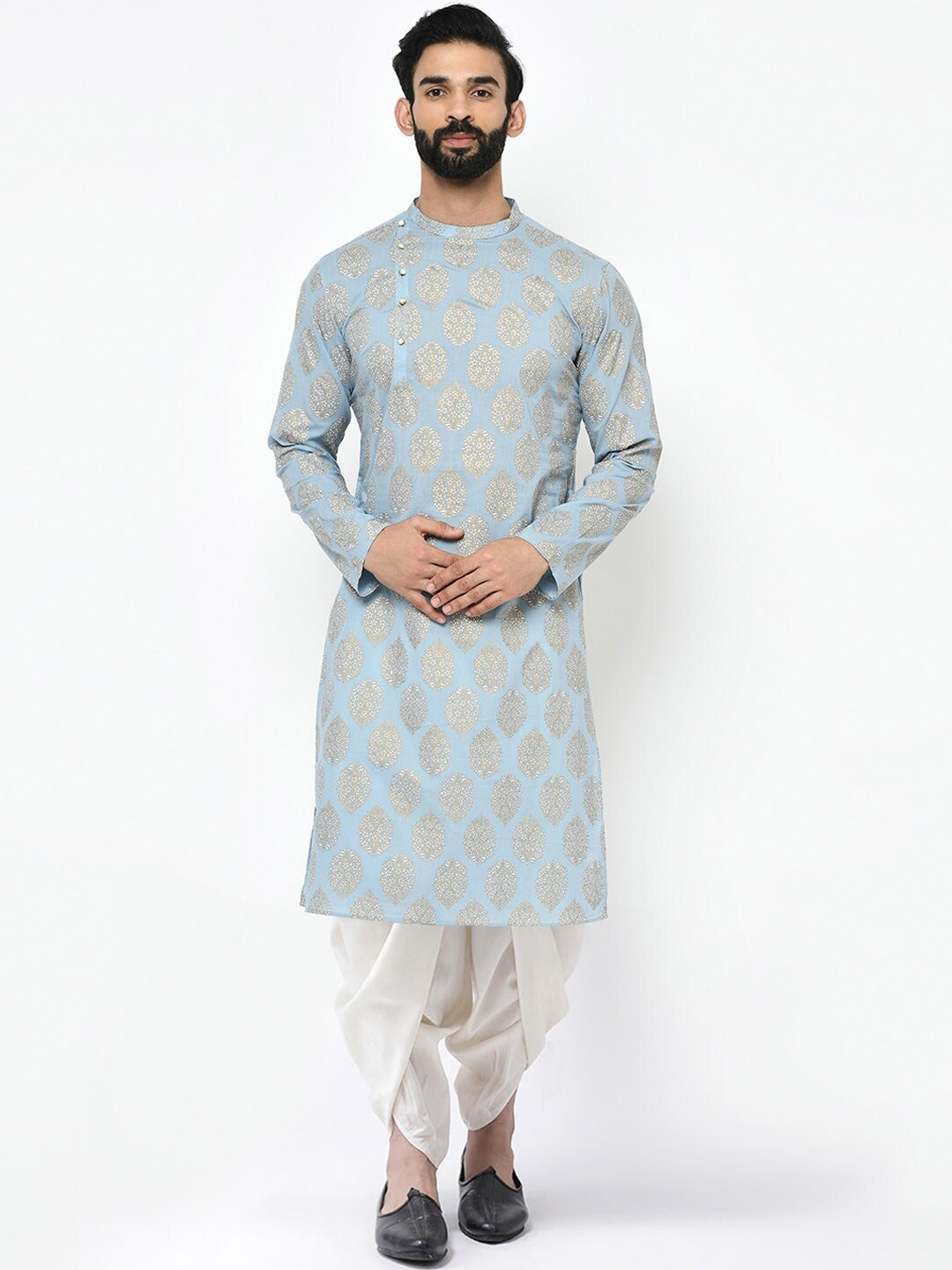 

KISAH Ethnic Motifs Printed Kurta With Dhoti Pants, Blue