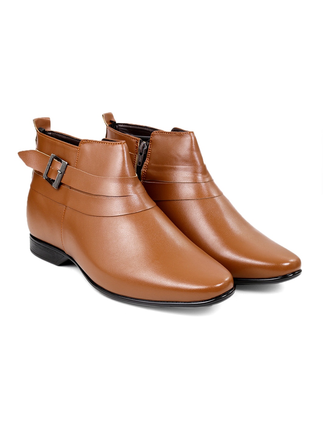 

Bxxy Men Block-Heeled Regular Formal Elevator Boots, Tan