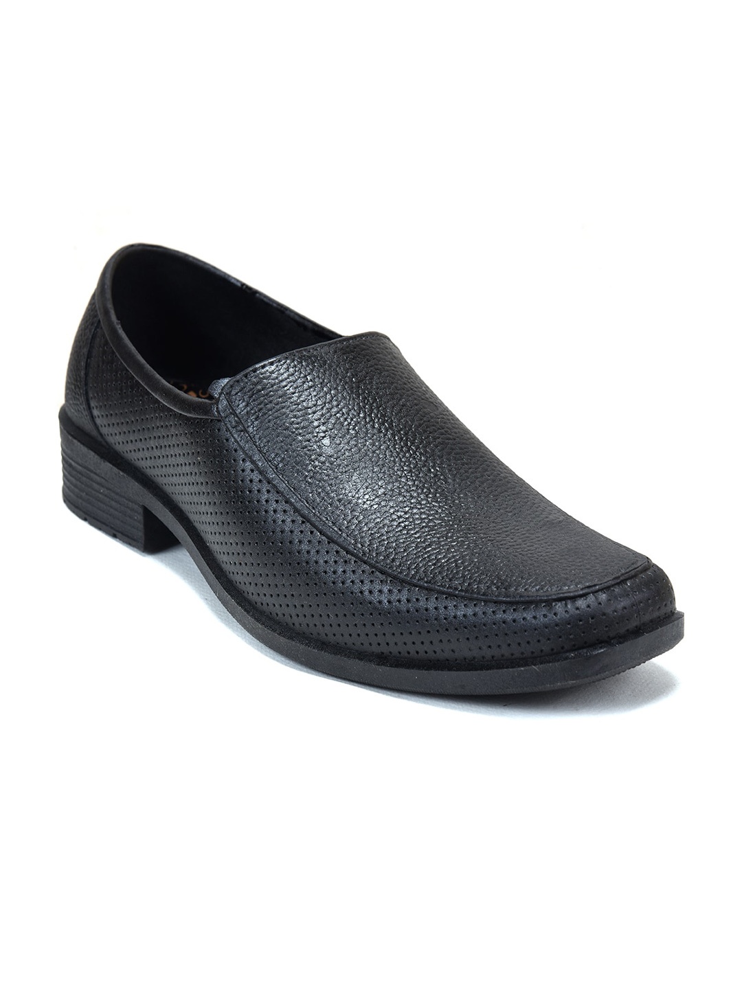 

Ajanta Men Textured Leather Washable Formal Slip-On Shoes, Black