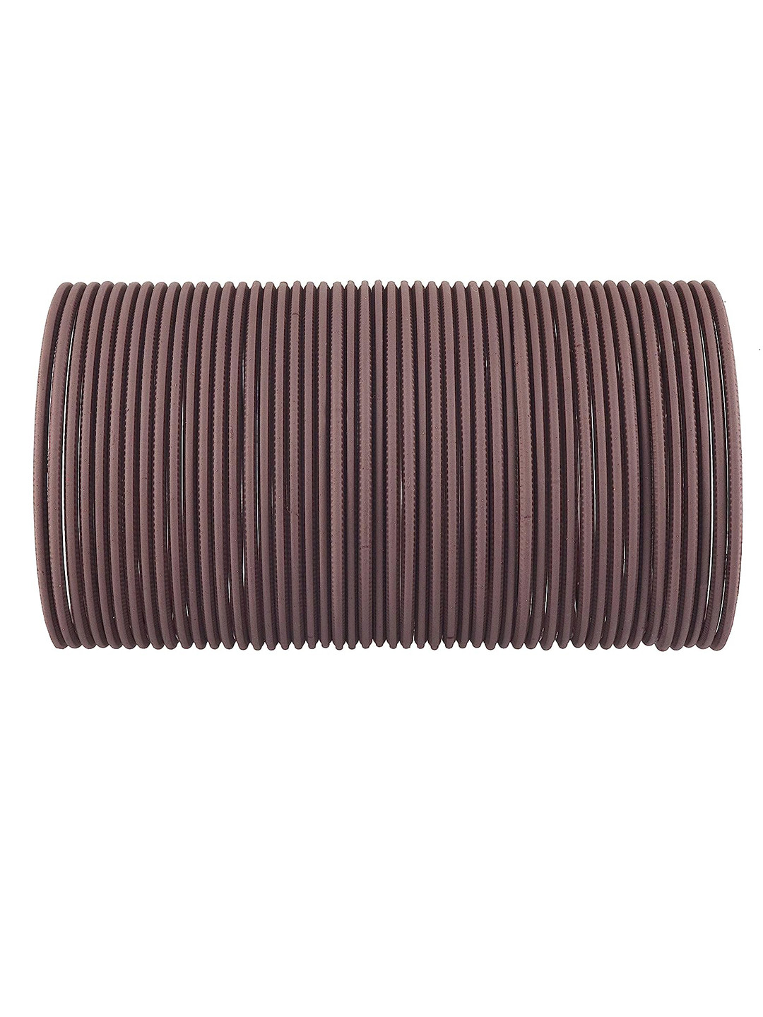 

NMII Set Of 48 Cutting Shaped Matte Finished Metal Bangles, Coffee brown