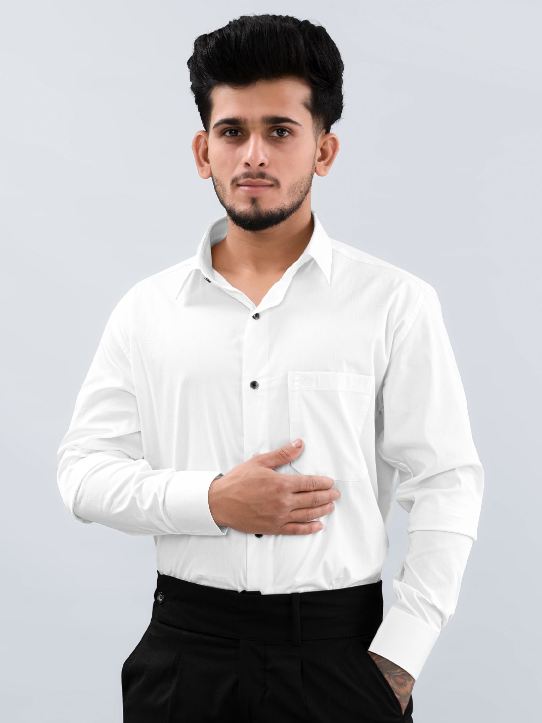 

FRENCH CROWN Standard Regular Fit Cotton Casual Shirt, White