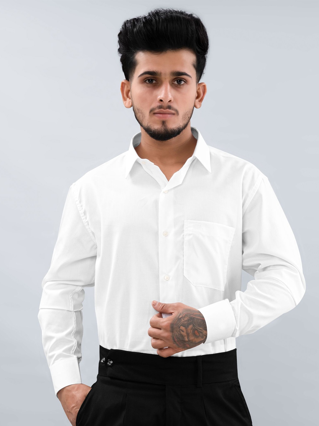 

FRENCH CROWN Standard Regular Fit Cotton Casual Shirt, White