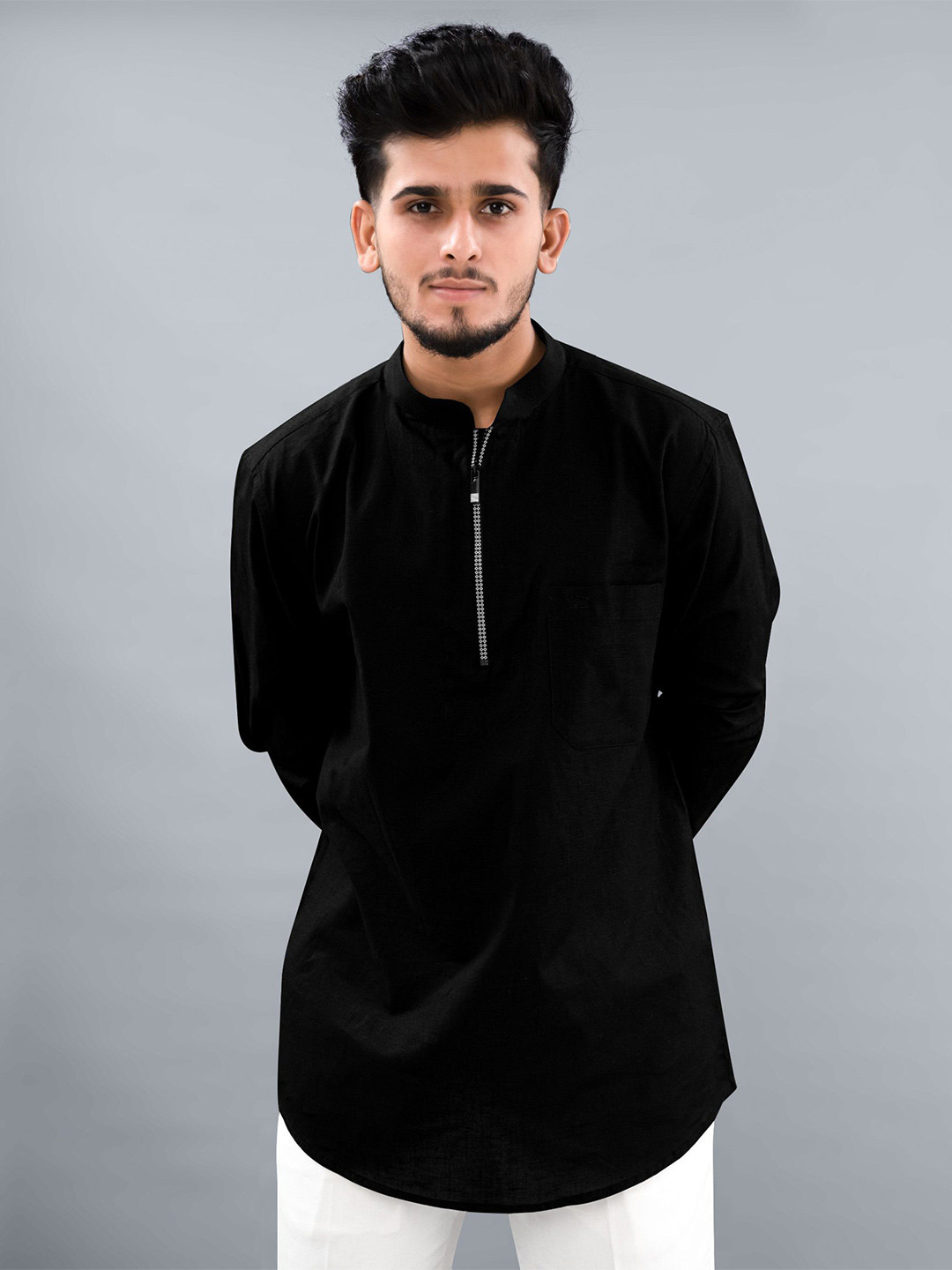 

FRENCH CROWN Standard Regular Fit Casual Linen Shirt, Black