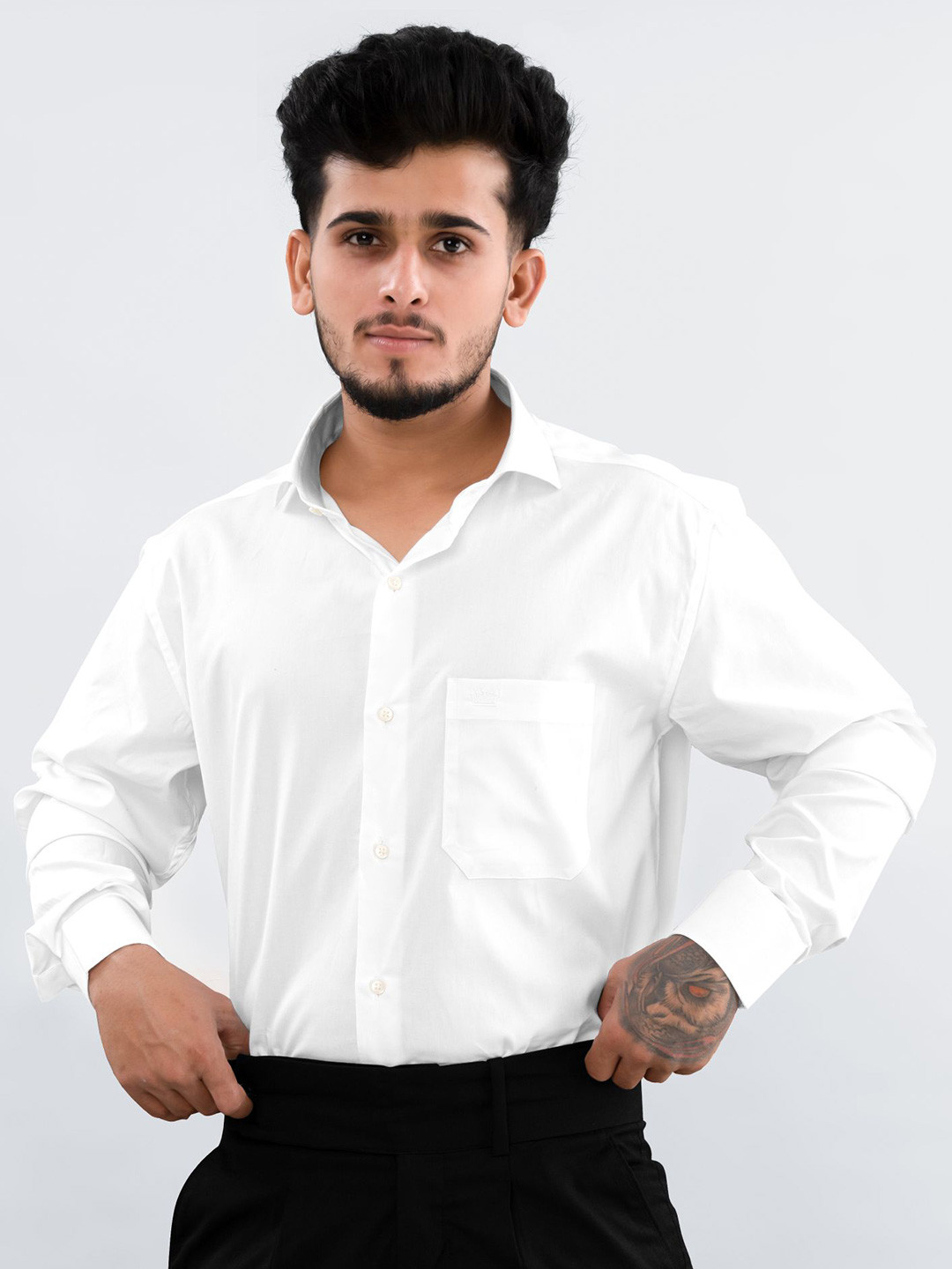 

FRENCH CROWN Standard Regular Fit Casual Shirt, White