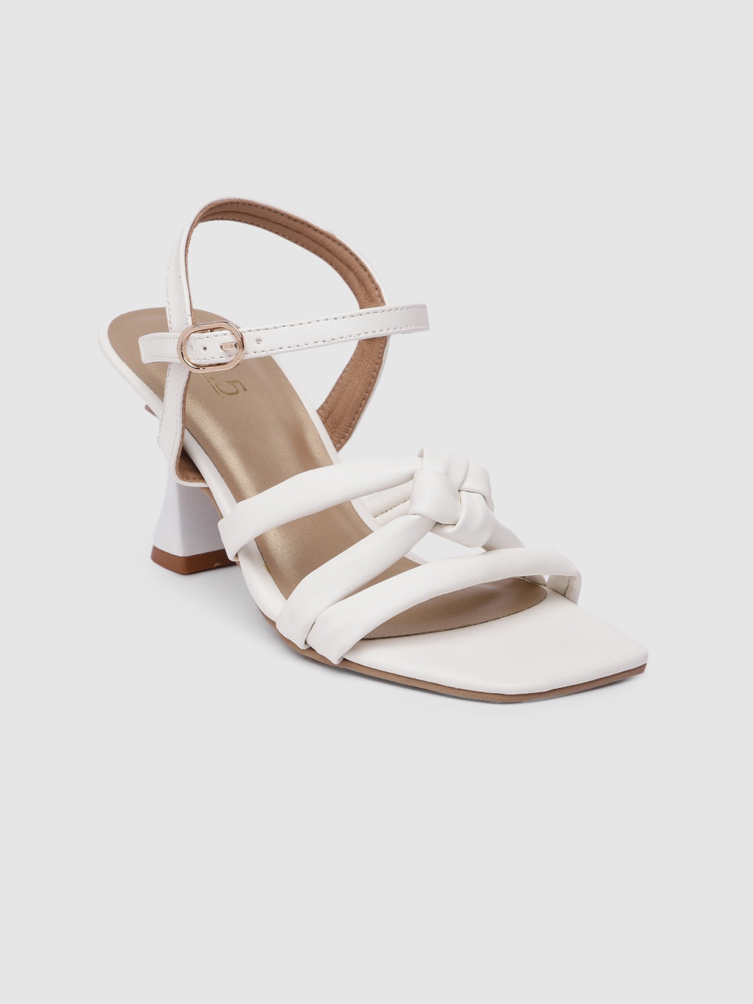 

Inc 5 Women Solid Slim Sandals With Buckle & Knot Detail, White