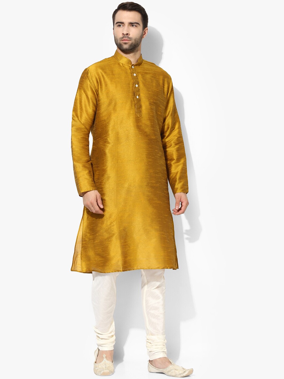 

KISAH Mandarin Collar Straight Kurta with Churidar, Mustard