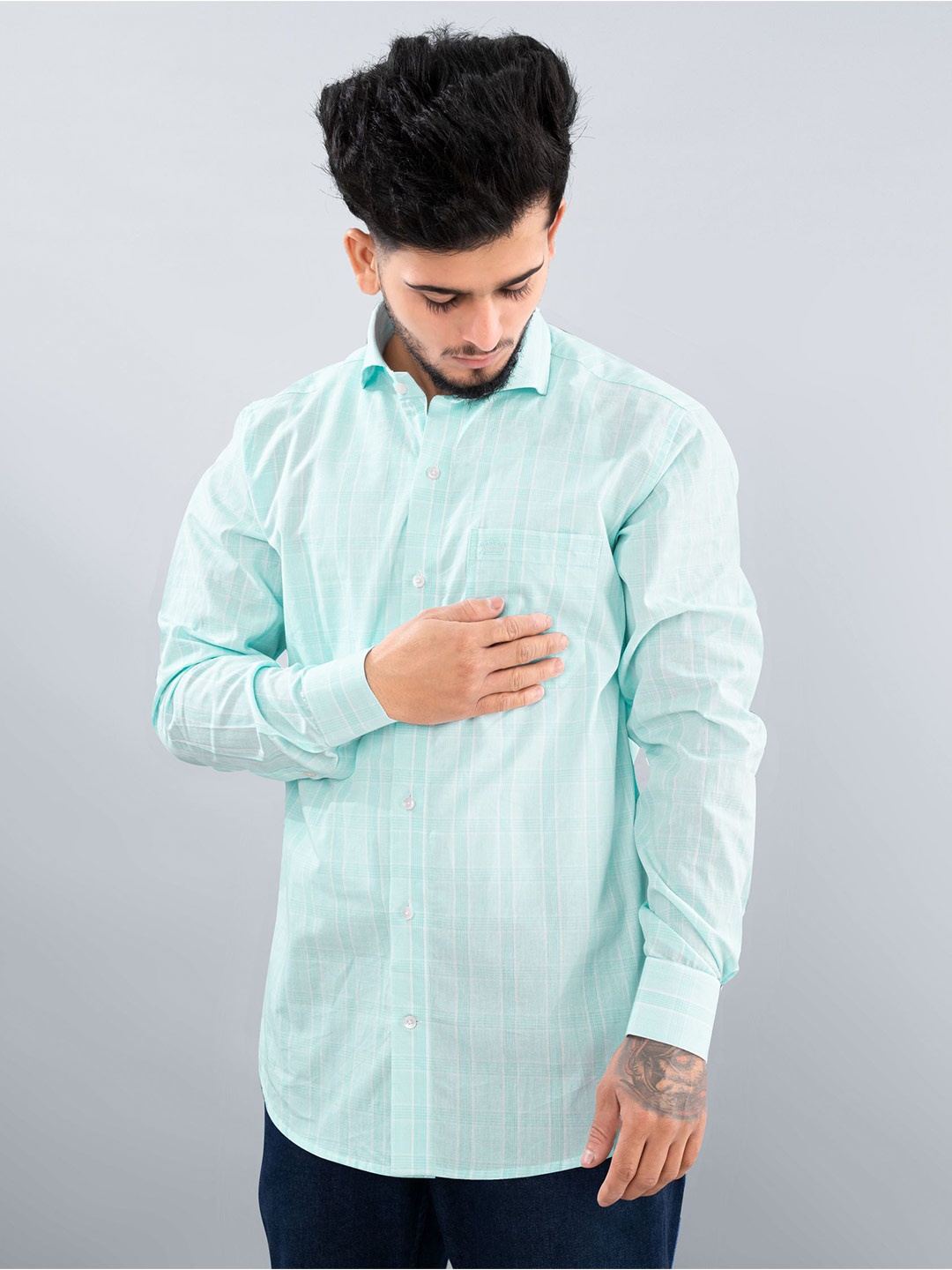 

FRENCH CROWN Standard Striped Cotton Casual Shirt, Blue