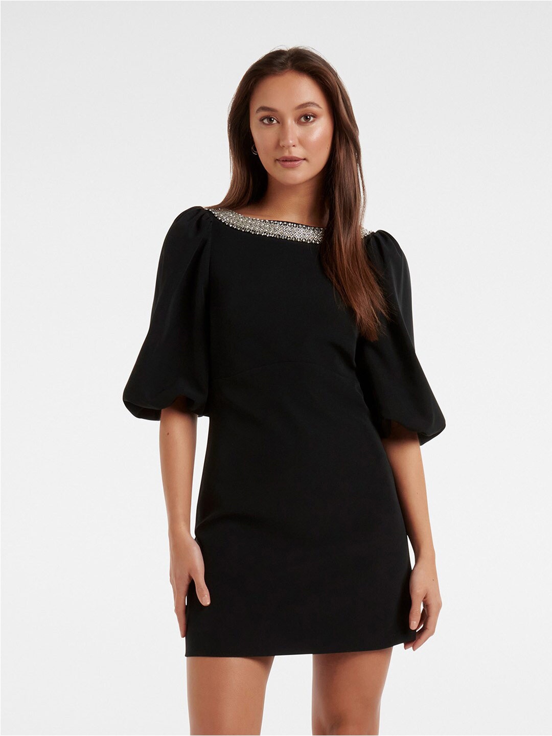 

Forever New Puff Sleeve Sheath Dress, Black