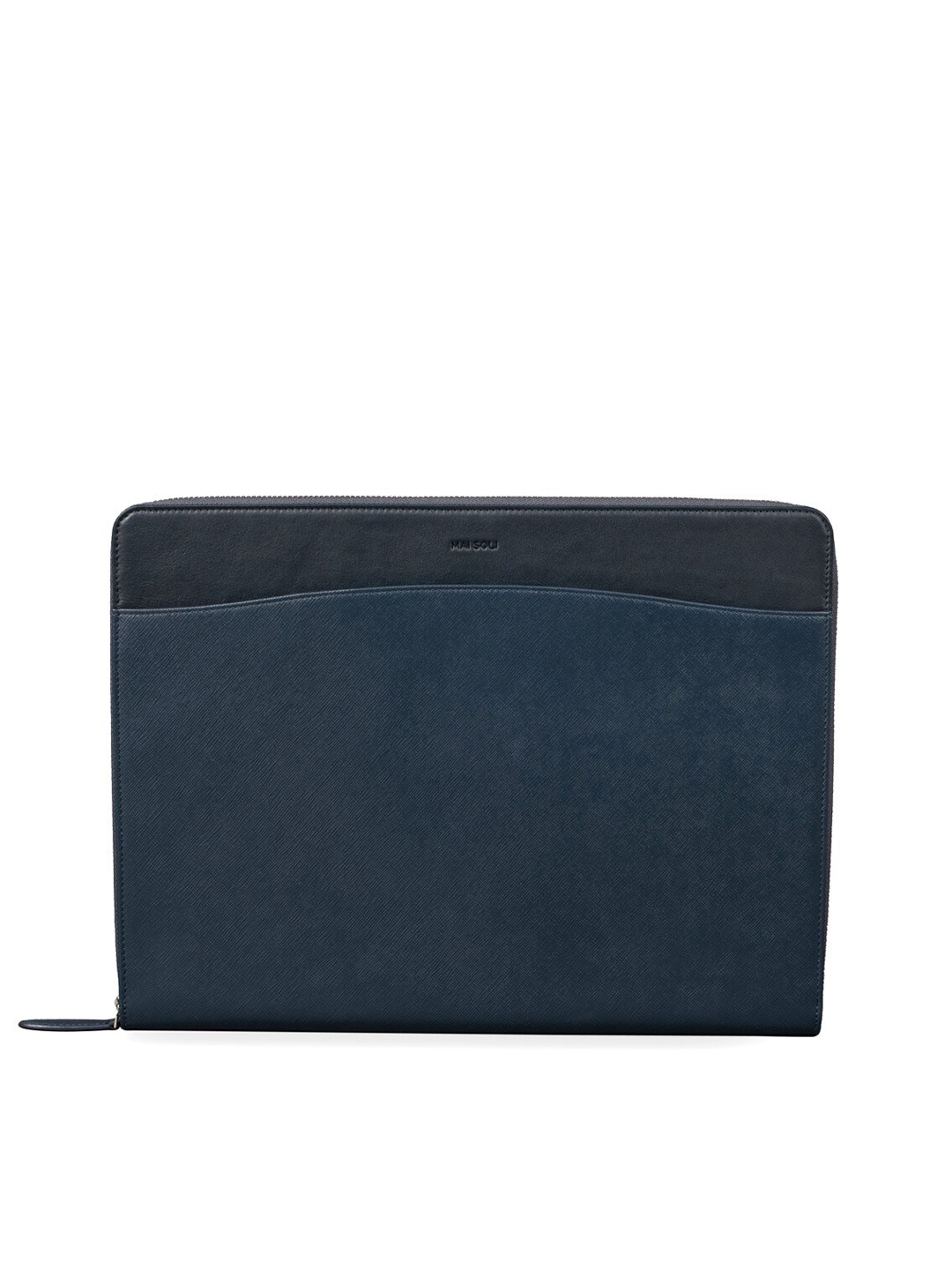 

MAI SOLI Men Textured Leather Laptop Sleeve, Navy blue