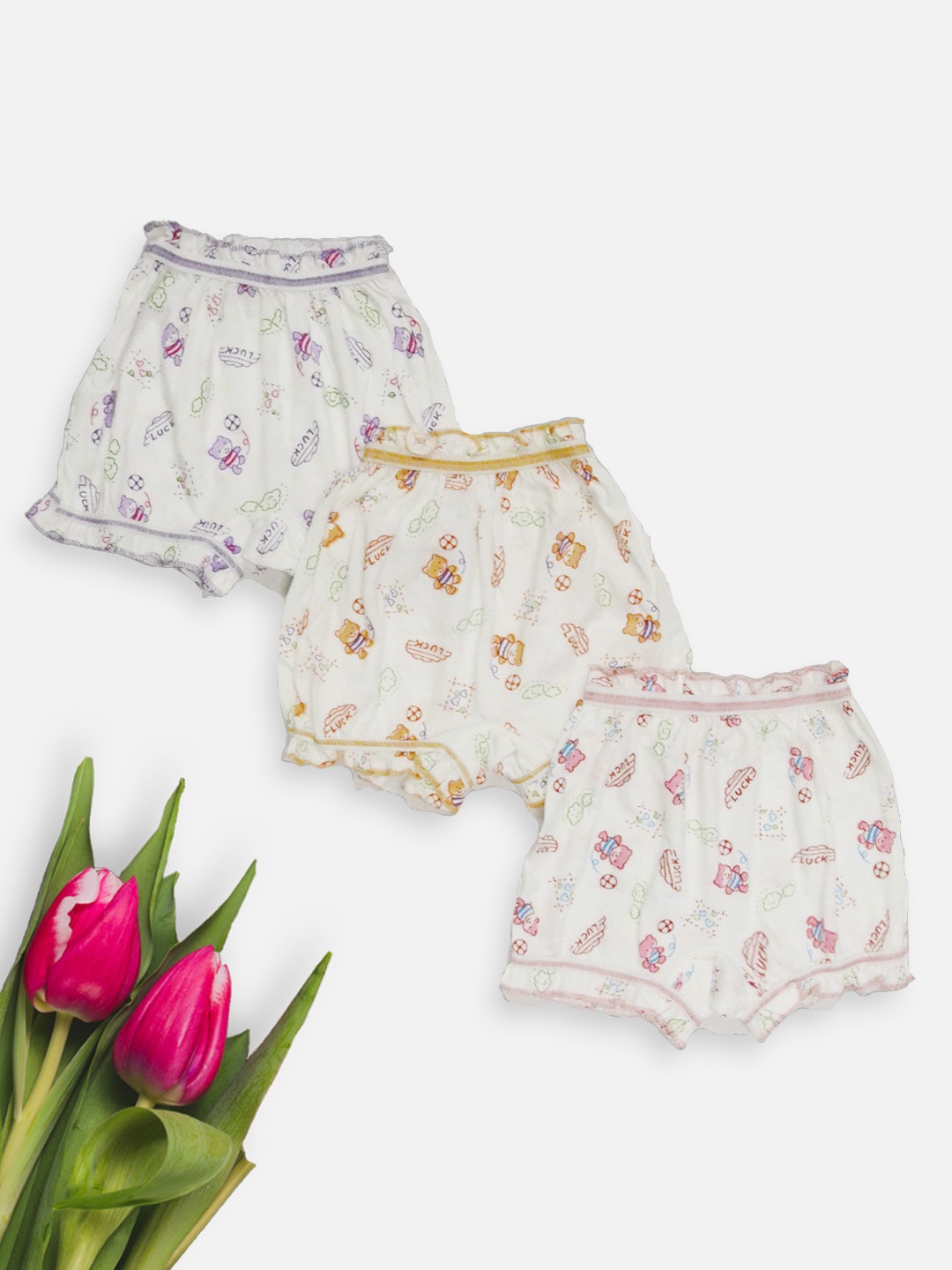 

GROVERSONS Paris Beauty Infants Girls Pack Of 3 Assorted Boy Short Briefs