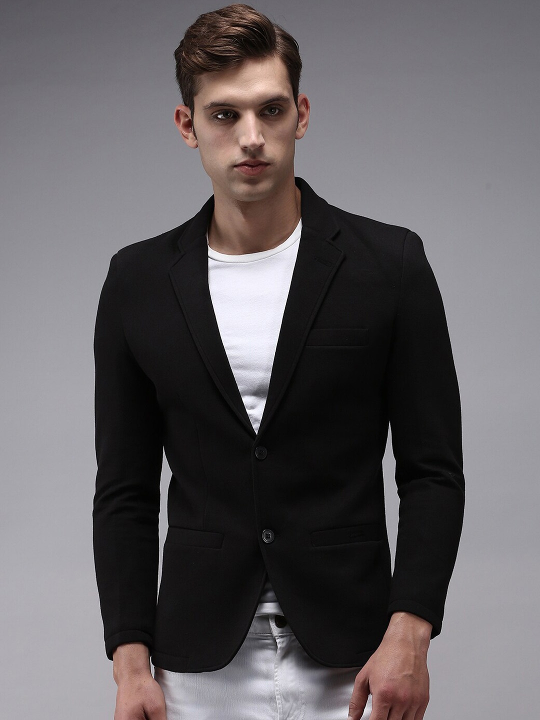 

SHOWOFF Men Slim-Fit Open Front Notched Lapel Single Breasted Casual Blazer, Black
