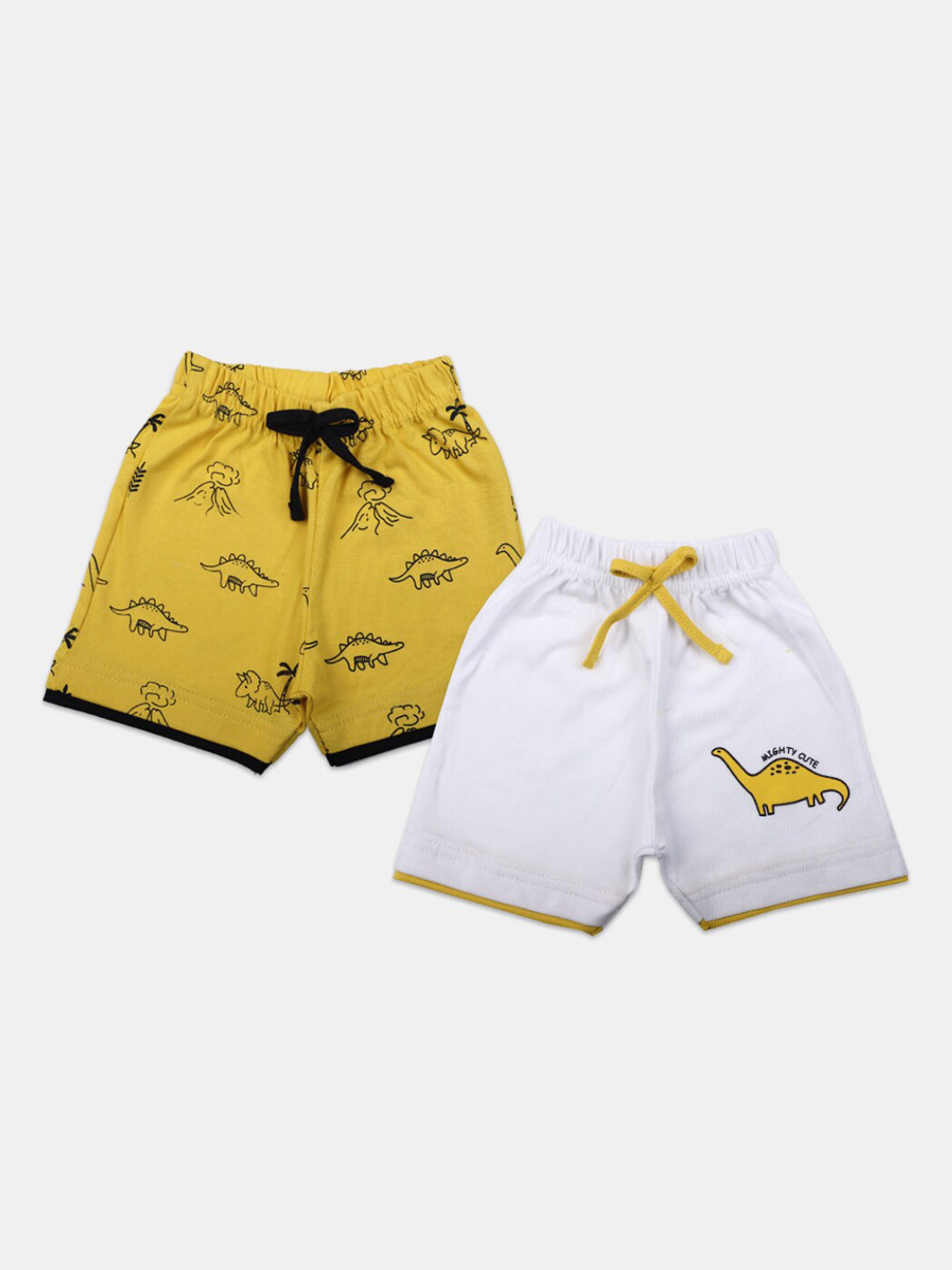 

V-Mart Infant Kids Pack Of 2 Graphic Printed Cotton Shorts, Yellow