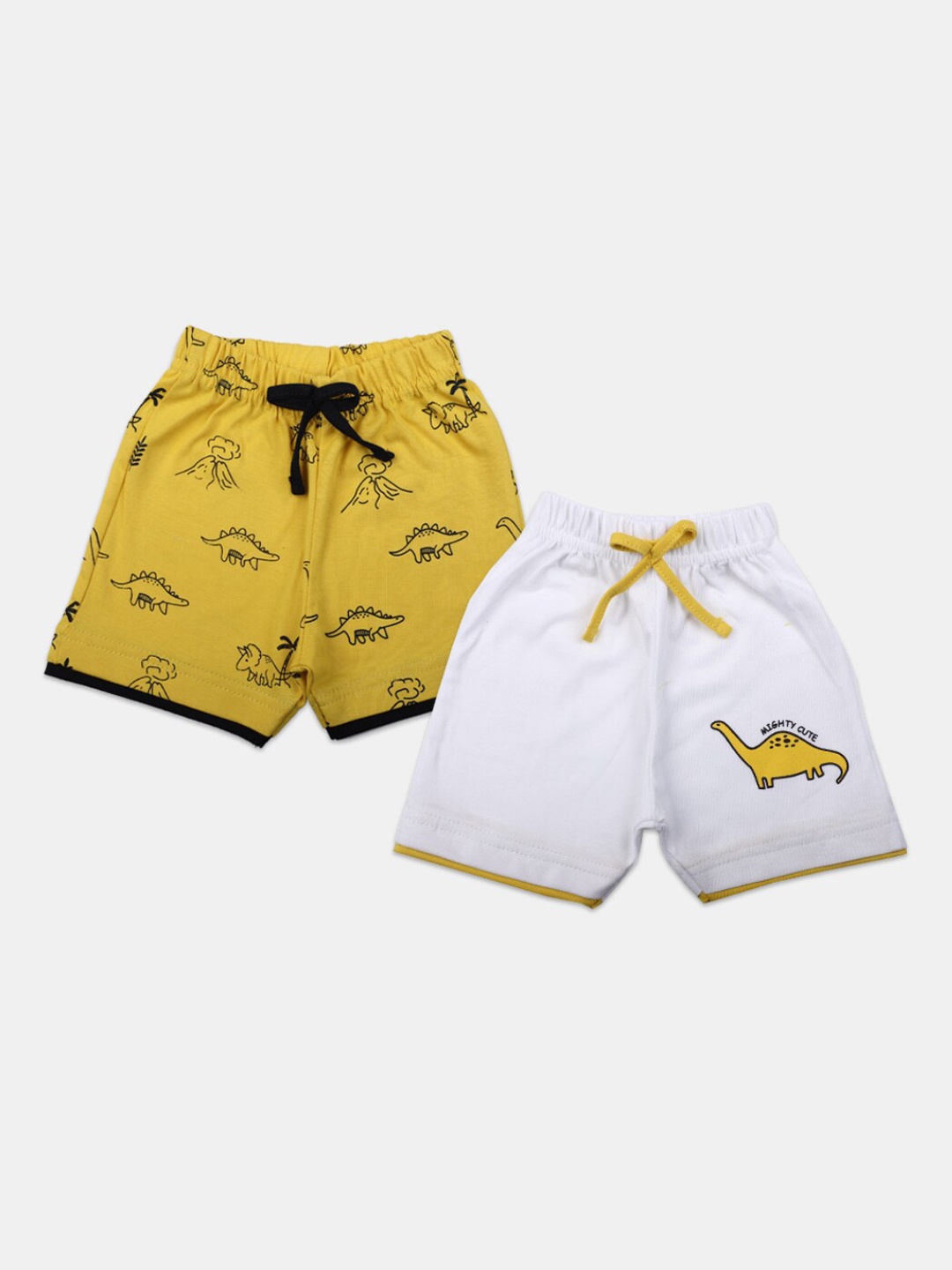 

V-Mart Infant Pack Of 2 Graphic Printed Mid Rise Knitted Cotton Shorts, White